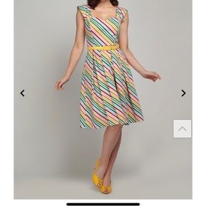 Collectif x ModCloth Jill Diagonal Rainbow Swing Dress NWT US16